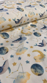 Tricot print bedrukt Sun Moon Whale