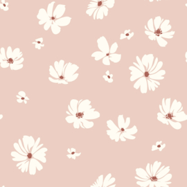 Katoen Jersey bedrukt Bloemen Roze