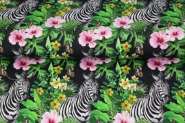 Stenzo poplin digital Zebra &flower