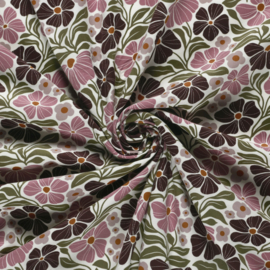 Baby corduroy bloemen gebroken wit