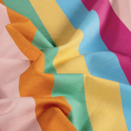 French Terry stof digitaal bedrukt Strepen Fuchsia