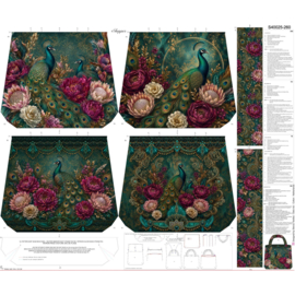 Stenzo Taspaneel Peacock Flowers Emerald (reversible)