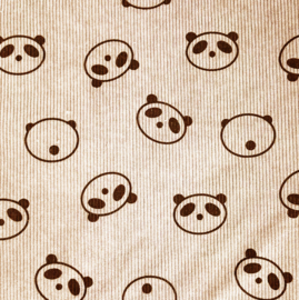 Rib cord bedrukt Panda