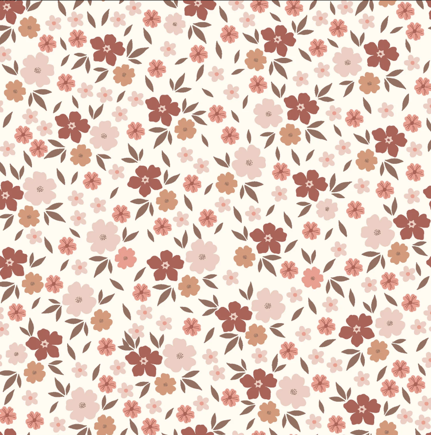 Tricot print bedrukt Bloemen Gebroken wit