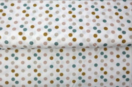 Katoen Poplin stof bedrukt allover print dots