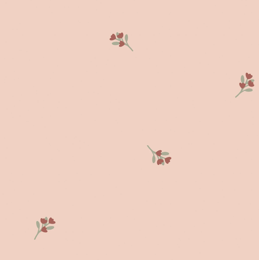 Tricot geweven stof Bloemen Zalm