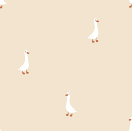 Rib jersey digitaal bedrukt Gans Beige