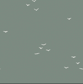 Katoen Poplin stof bedrukt Vogels