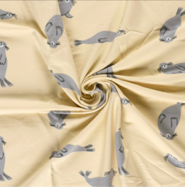 French Terry brushed zeeleeuw beige