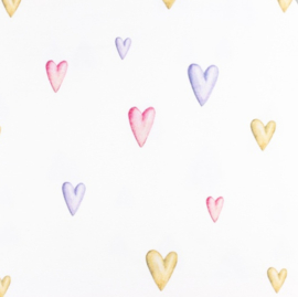 Snoozy fabrics Tricot digital printed Rainbow color hearts