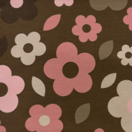 French Terry Flowers Brown BT