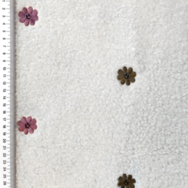 Teddy With Embroidery Smiley Flowers - Oud Roze