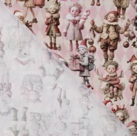 Cotton kerst Poplin elfjes roze