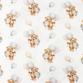 Snoozy fabrics Baby waffle Teddybear & balloon