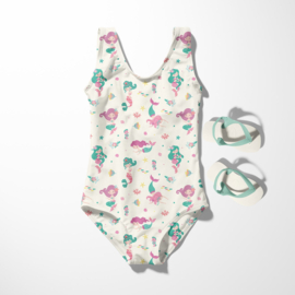 Swimwear Jersey digitaal bedrukt Zeemeermin Gebroken wit