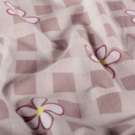 Flanel bedrukt bloemen nude