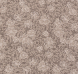 Hydrofiel geprint Bloemen grof beige