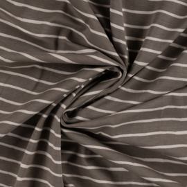 Qjutie Katoen tricot strepen taupe