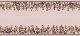 Cotton kerst Table Cloth Elves Pink