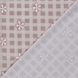 Flanel bedrukt bloemen nude