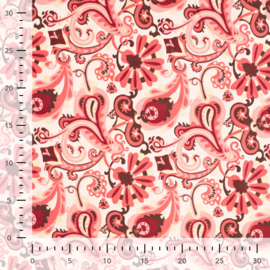 Qjutie printed Corduroy paisley koraal