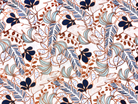 Katoen Jungle leaves Offwhite
