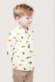 Katoen Poplin bedrukt Dino's