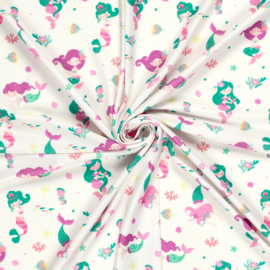 Swimwear Jersey digitaal bedrukt Zeemeermin Gebroken wit