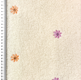 Teddy With Embroidery Smiley Flowers - Oranje