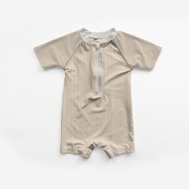 Swimwear Jersey digitaal bedrukt Strepen Beige