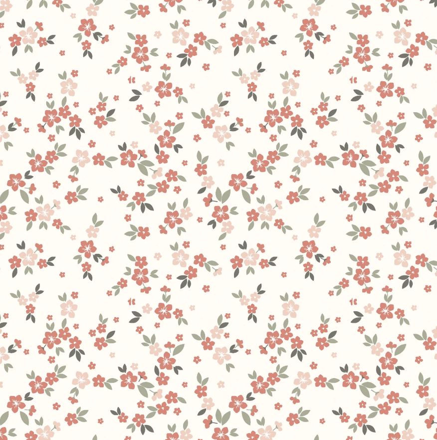 Tricot print Bloemen Gebroken wit