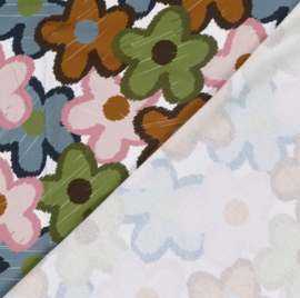 French Terry stof Bloemenparty