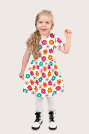 Katoen Poplin bedrukt Bloemen Gebroken wit