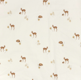 Tricot print bedrukt Sweet Bambi gebroken wit