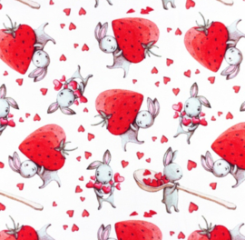 Snoozy fabrics Tricot digital printed Bunny love Design A