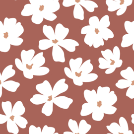 Terry Crêpe stof Bloemen Terra