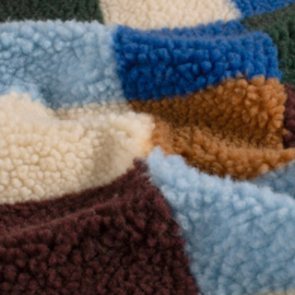 Sherpa Fleece stof bedrukt Ruiten Kobalt