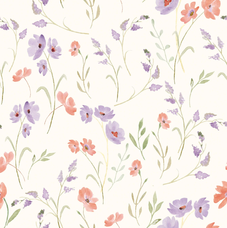 Rib jersey Bloemen Gebroken wit