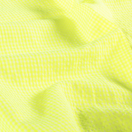 Katoen Poplin stof Seersucker Effen Neon Geel