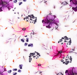 Snoozy fabrics Hydrofiel Violet bloemen design A
