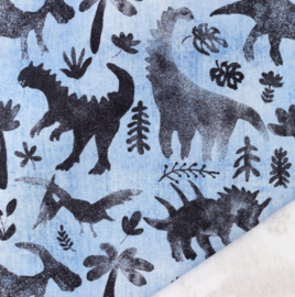 Snoozy fabrics French terry Printed jeans dinosaurs