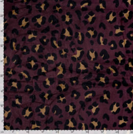 Nicky velours print luipaarden aubergine