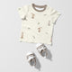 Tricot print bedrukt Hazen gebroken wit
