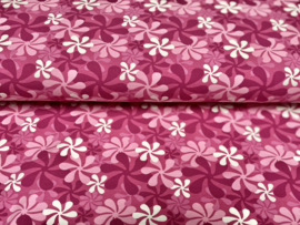 Tricot stof Pink retro bloemen