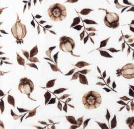 Snoozy fabrics Hydrofiel Frenchie flowers brown