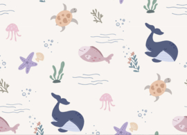 Aqua protect stof bedrukt Zeedieren