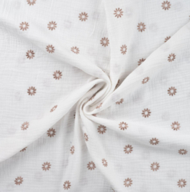 Hydrofiel embroidery Bloemetjes brons