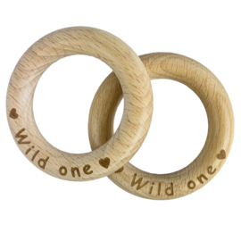 Houten bijtring "WILD ONE" (2 stuks)