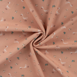 Qjutie bedrukte tricot wafel Goosse salmon