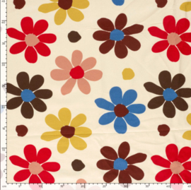 French Terry digitaal bedrukt Bloemen Beige
